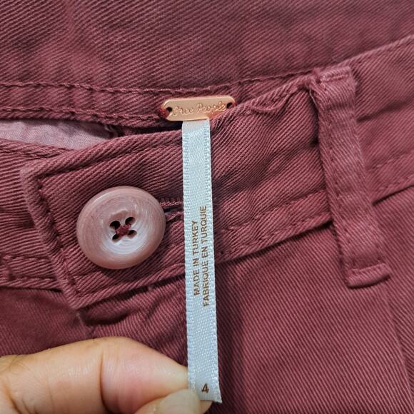 Free People Cya Later Skate Trouser Grannycore Preppy Coastal Pants S 4 Burgundy - Picture 5 of 14